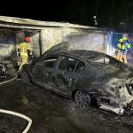 Pożar garaży w Debrznie