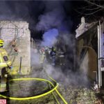 Pożar budynku gospodarczego w Krągach – strażacy walczyli z żywiołem