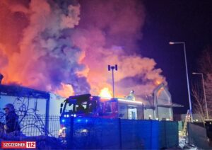 Ogromny pożar w Polanowie – doszczętnie spłonął market