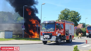 Groźny pożar w Szczecinku – spłonęła ciężarówka