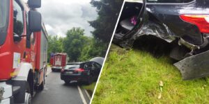 Wypadek drogowy na DW 171 w Grzmiącej