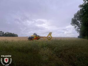 Groźny wypadek niedaleko Jacinek – lądował śmigłowiec LPR